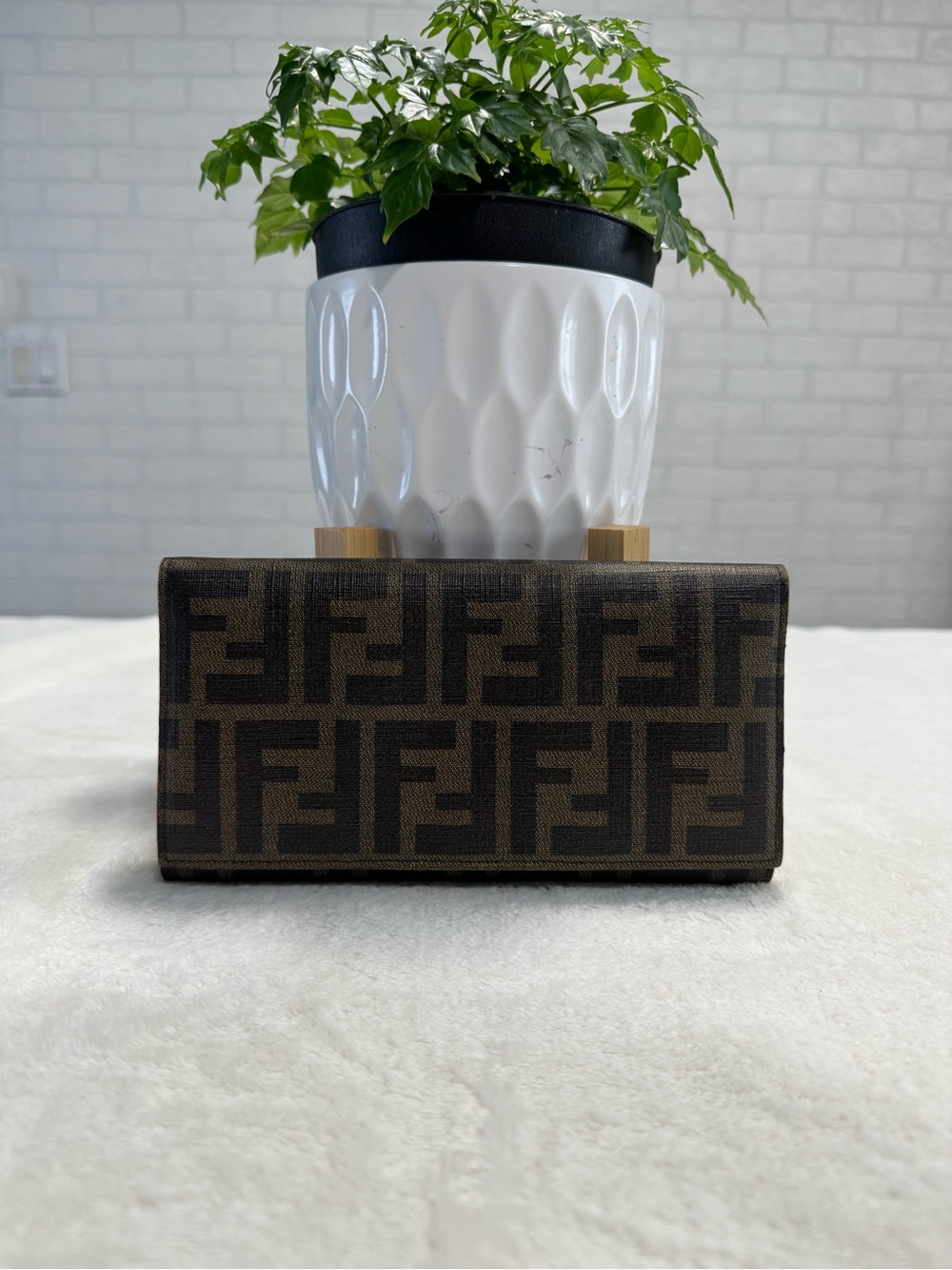 Fendi Brown and Black Zucca Snap Closure Wallet